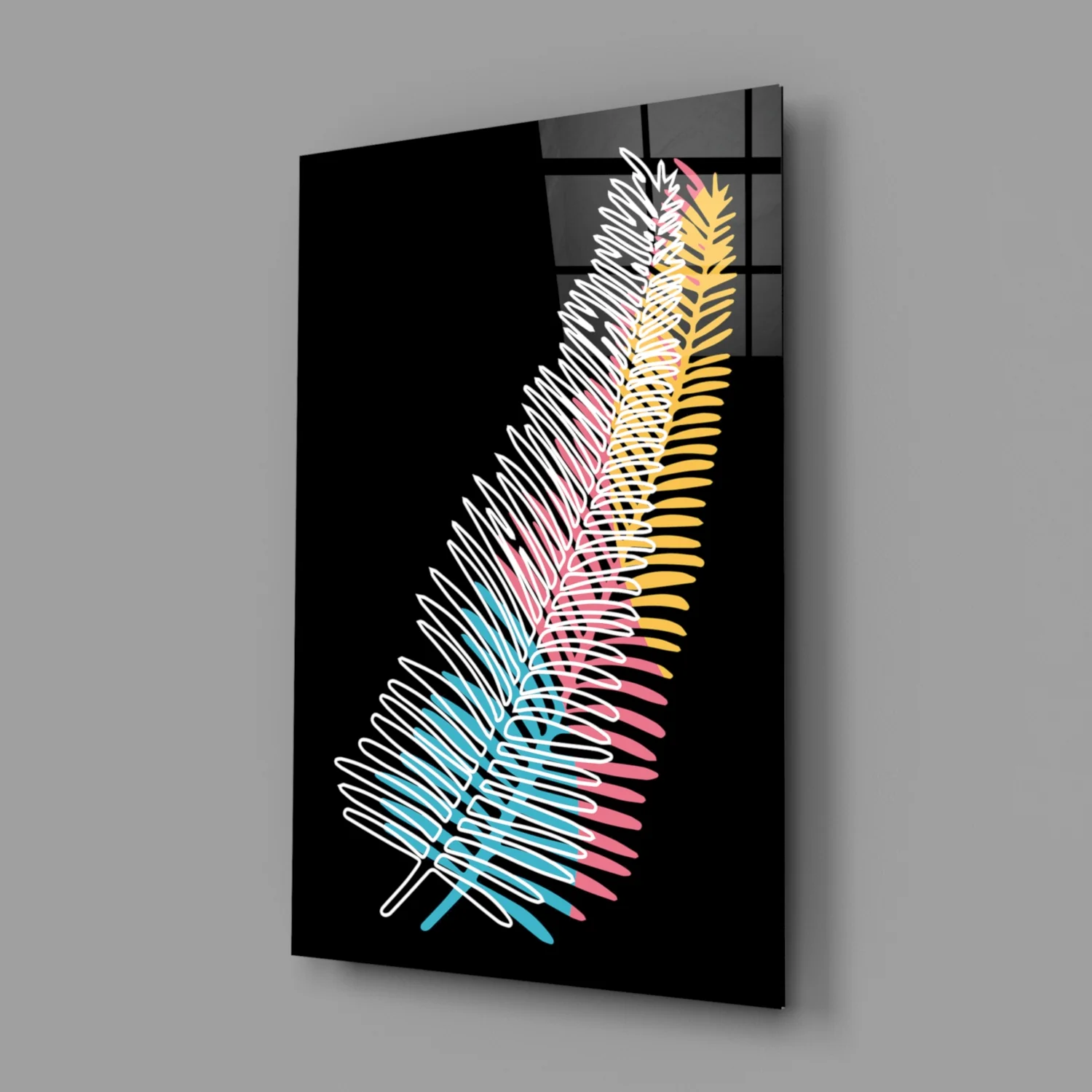 Colorful Fern Glass Wall Art - Image 2