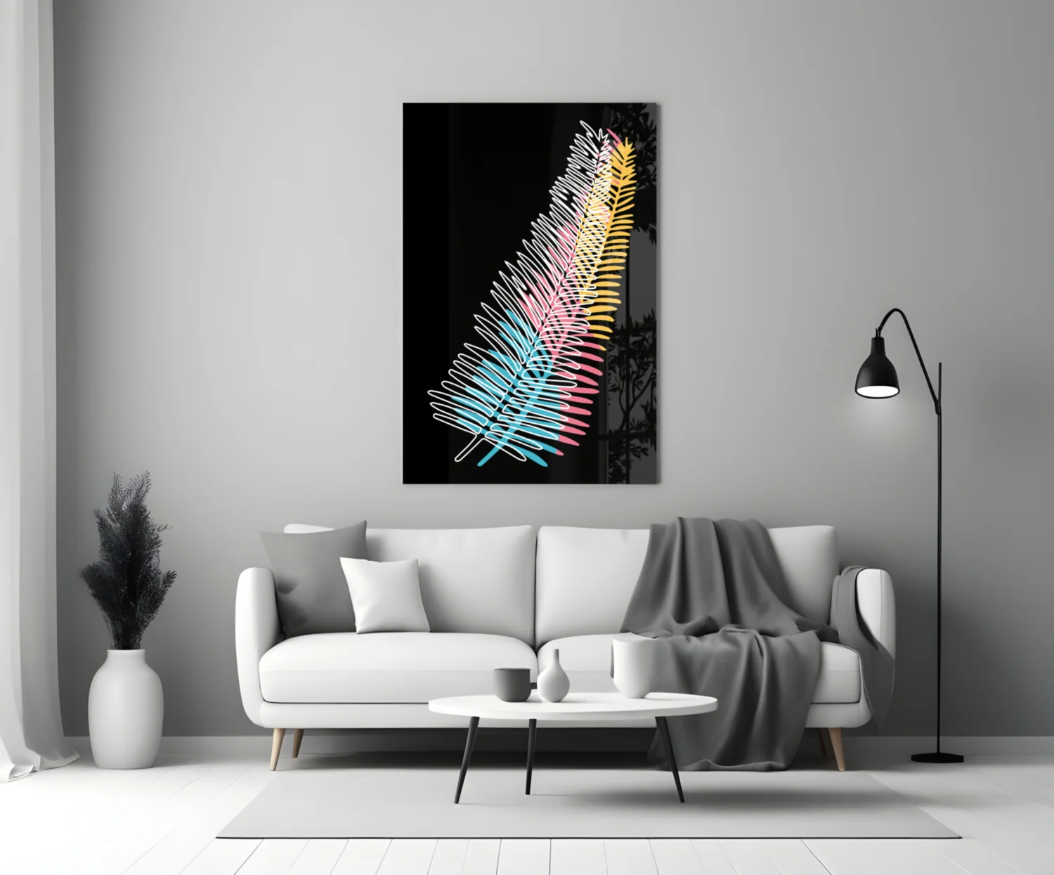 Colorful Fern Glass Wall Art - Image 3