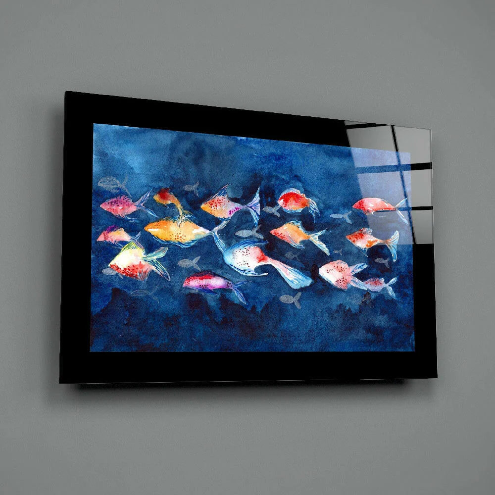 Colorful Fishes Glass Wall Art - Image 2