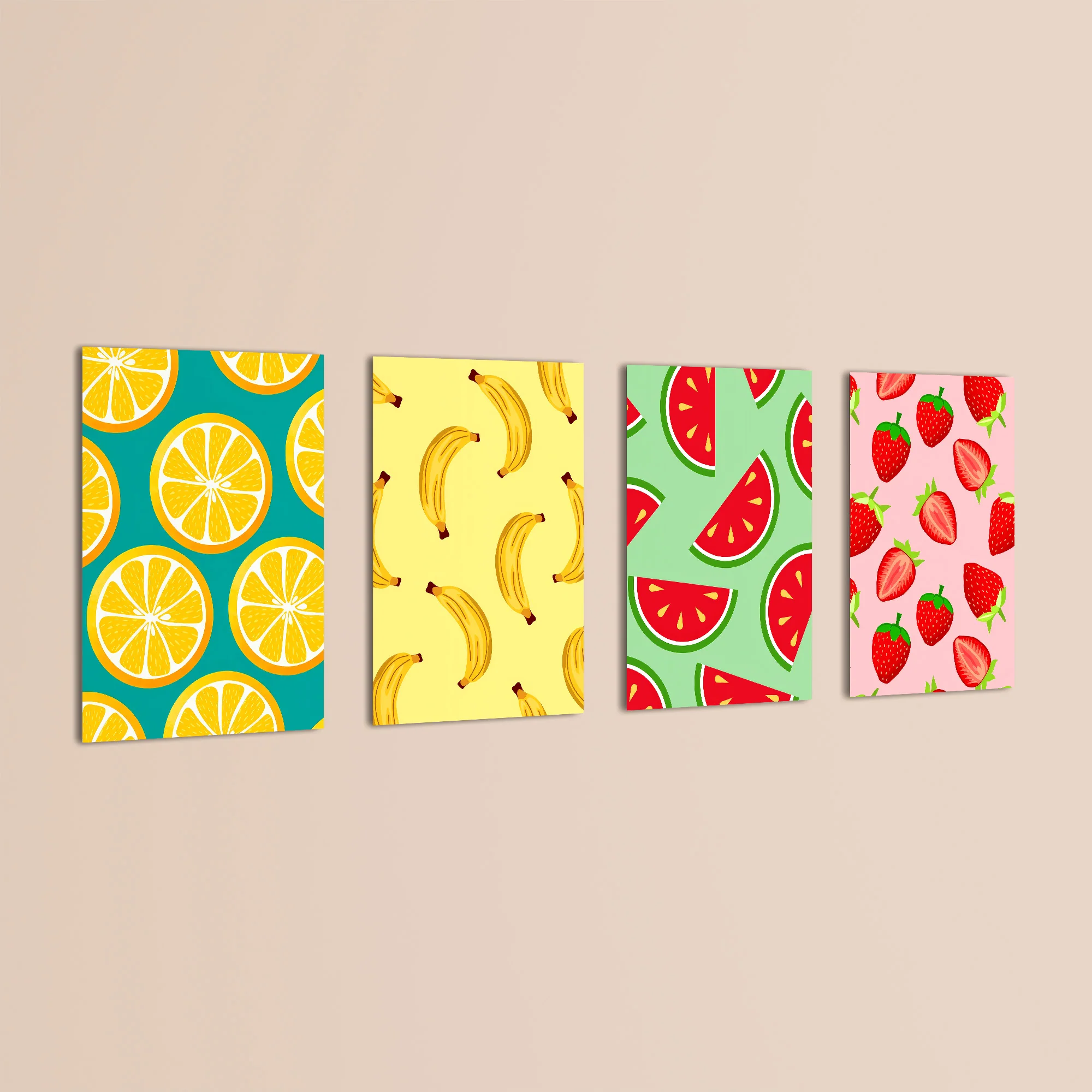 Colorful Fruits Pattern 4 Pieces Kids Metal Wall Art - Image 3