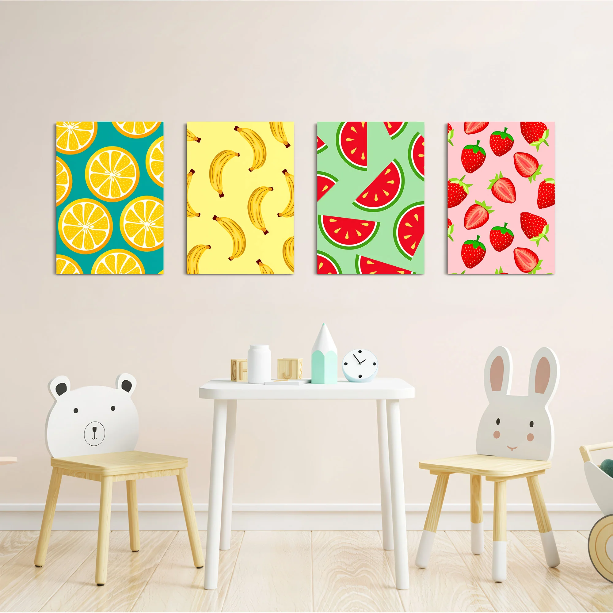 Colorful Fruits Pattern 4 Pieces Kids Metal Wall Art - Image 5