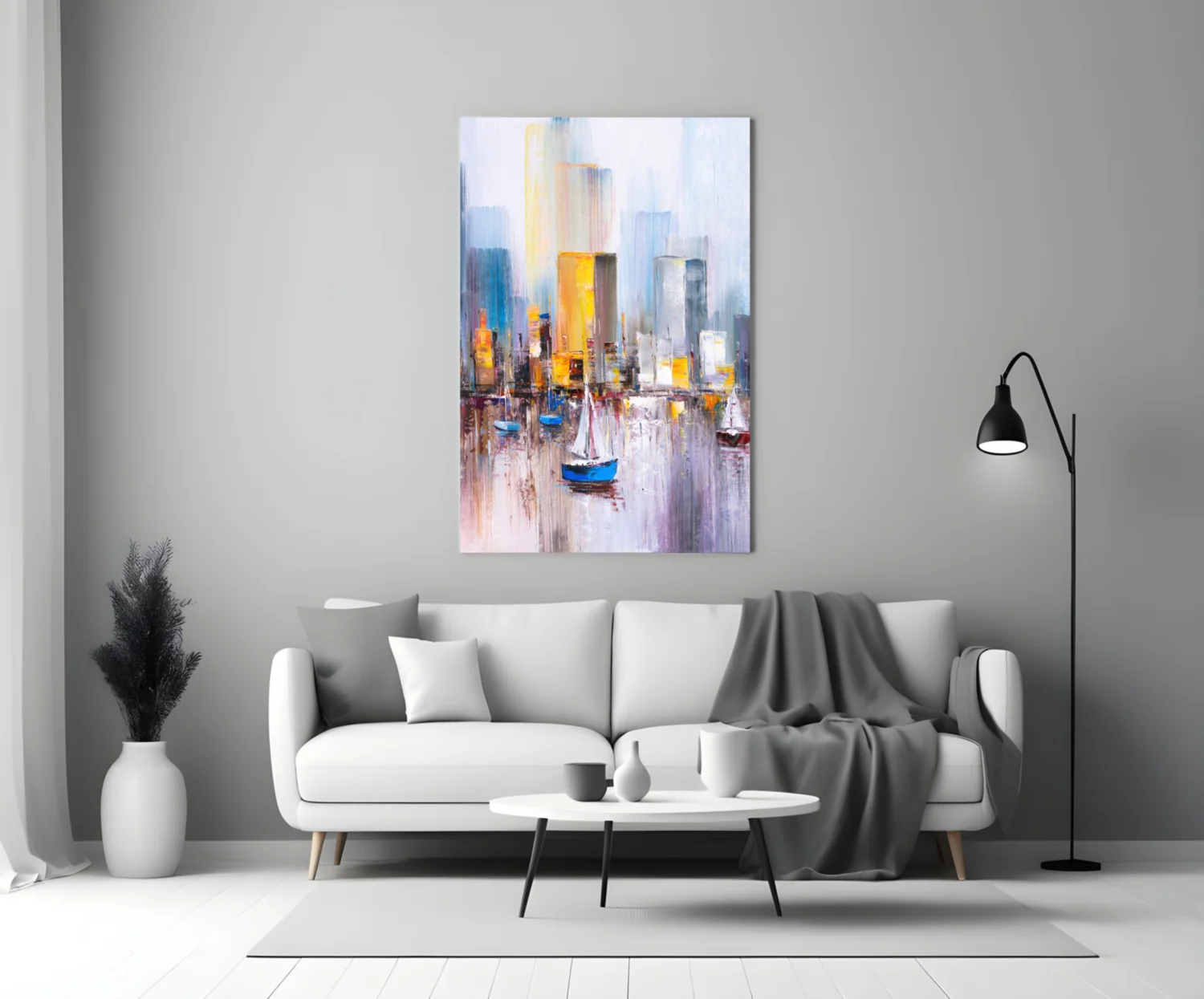 Colorful Harbor Sailboat City Glass Wall Art - Image 4