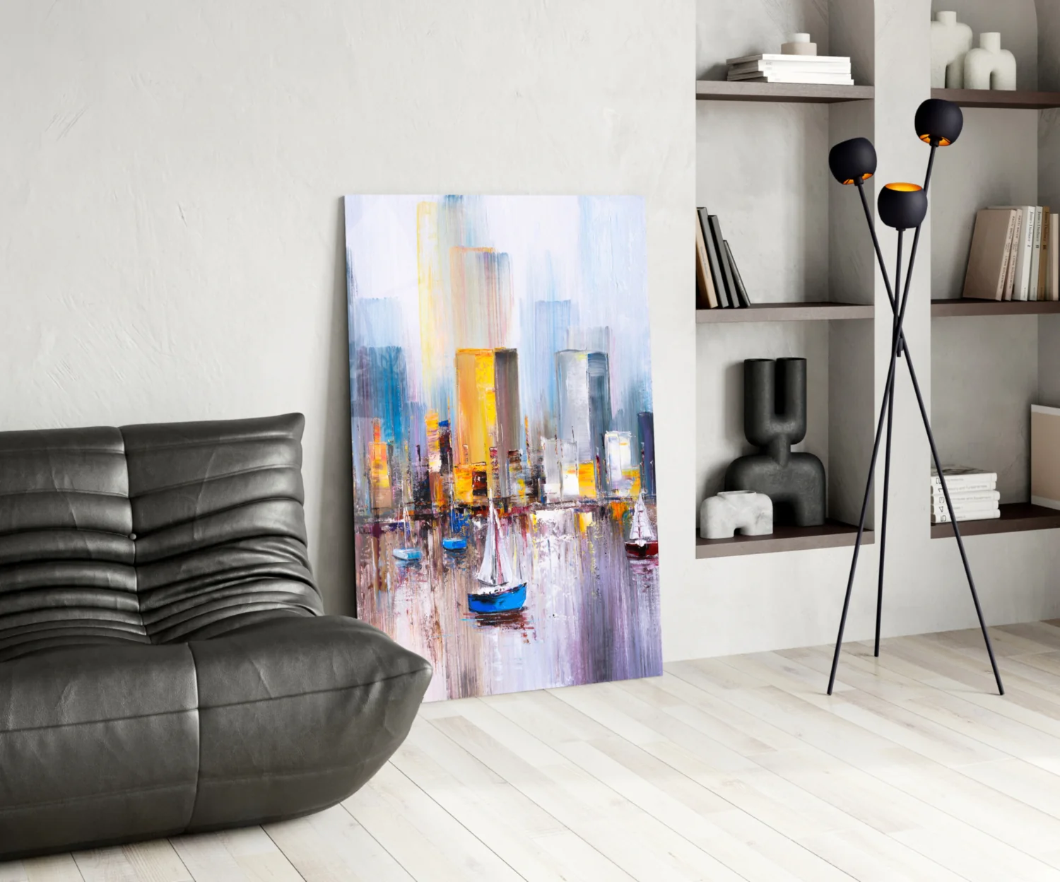 Colorful Harbor Sailboat City Glass Wall Art - Image 6