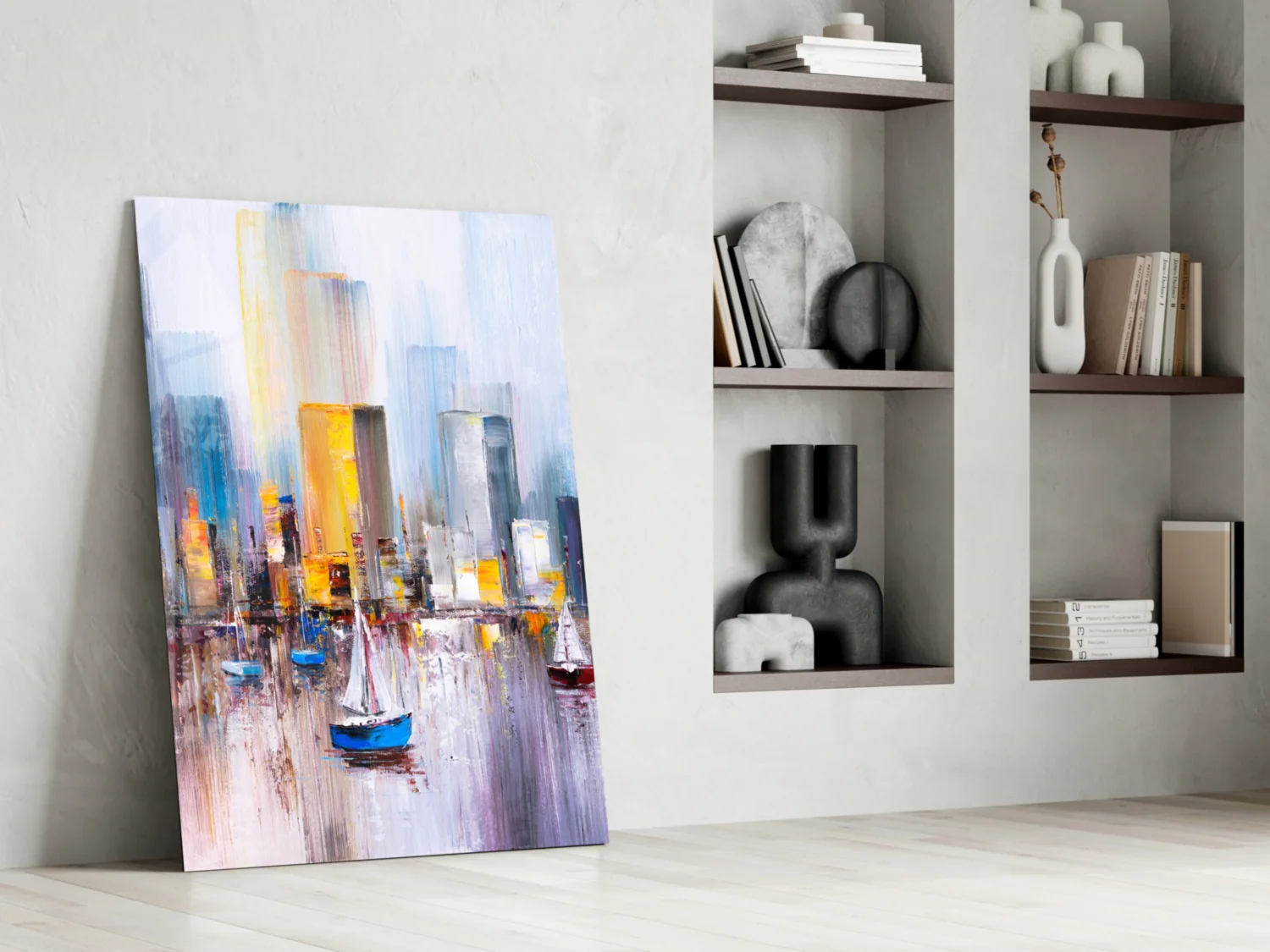 Colorful Harbor Sailboat City Glass Wall Art - Image 7