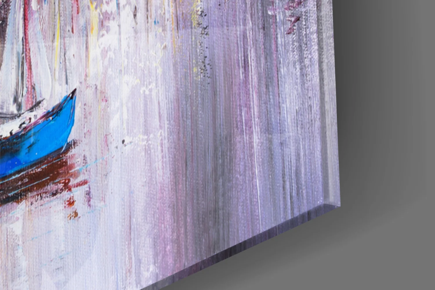 Colorful Harbor Sailboat City Glass Wall Art - Image 8