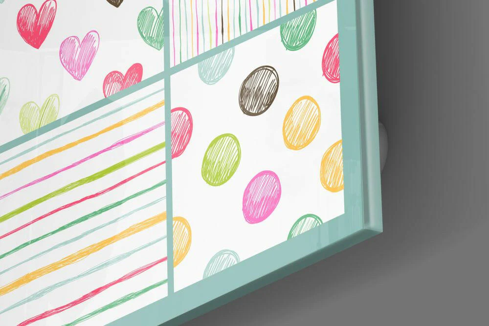 Colorful Hearts and Dots Kids Glass Wall Art - Image 4