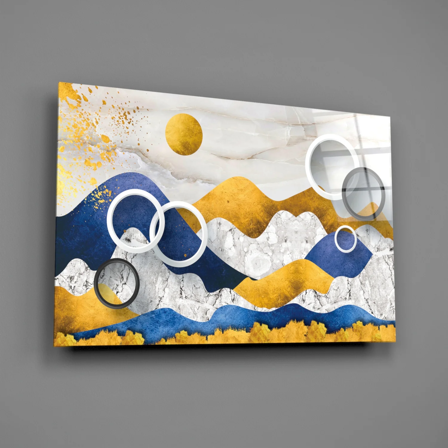 Colorful Mountains Glass Wall Art - Image 2