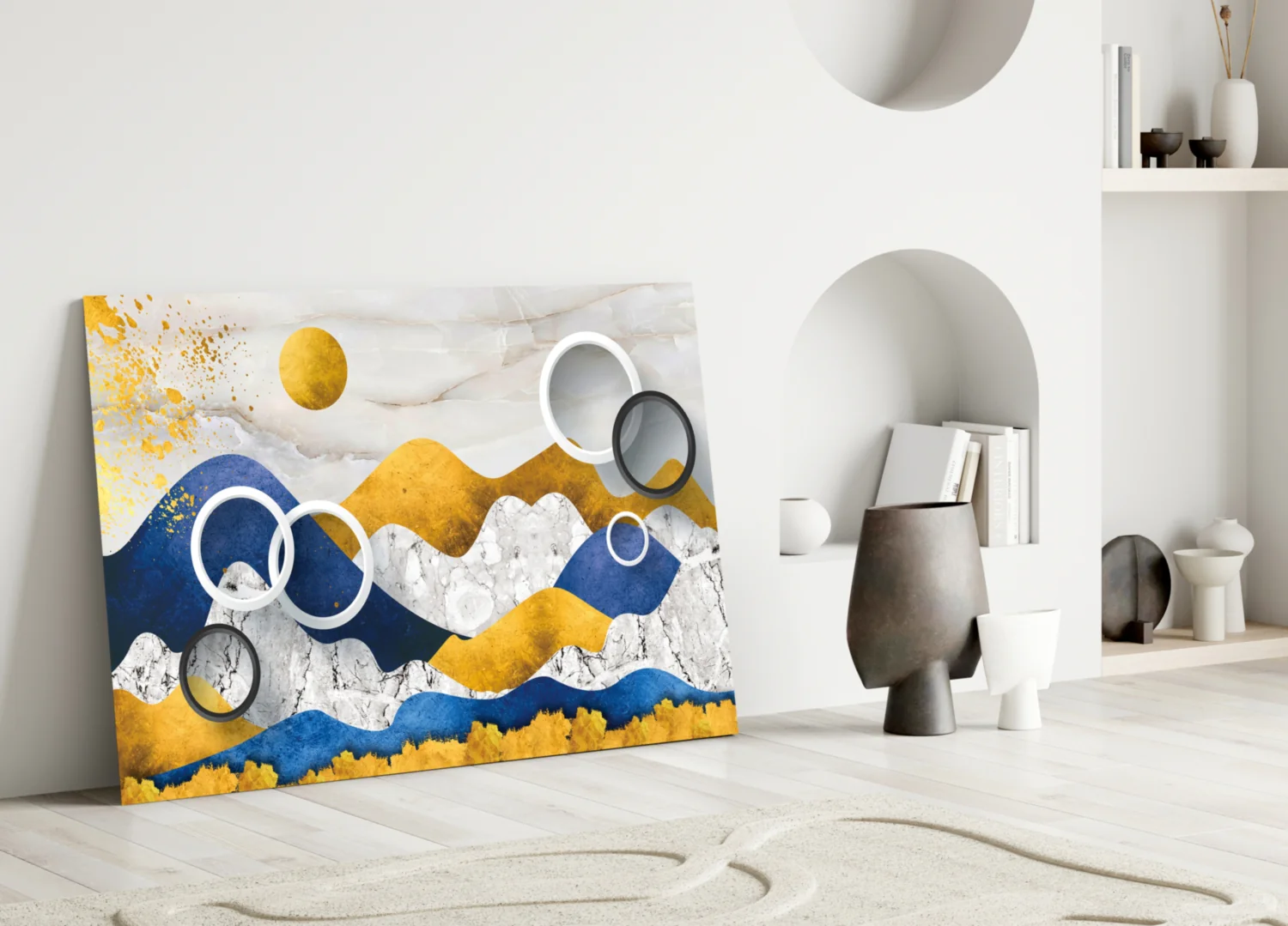 Colorful Mountains Glass Wall Art - Image 3