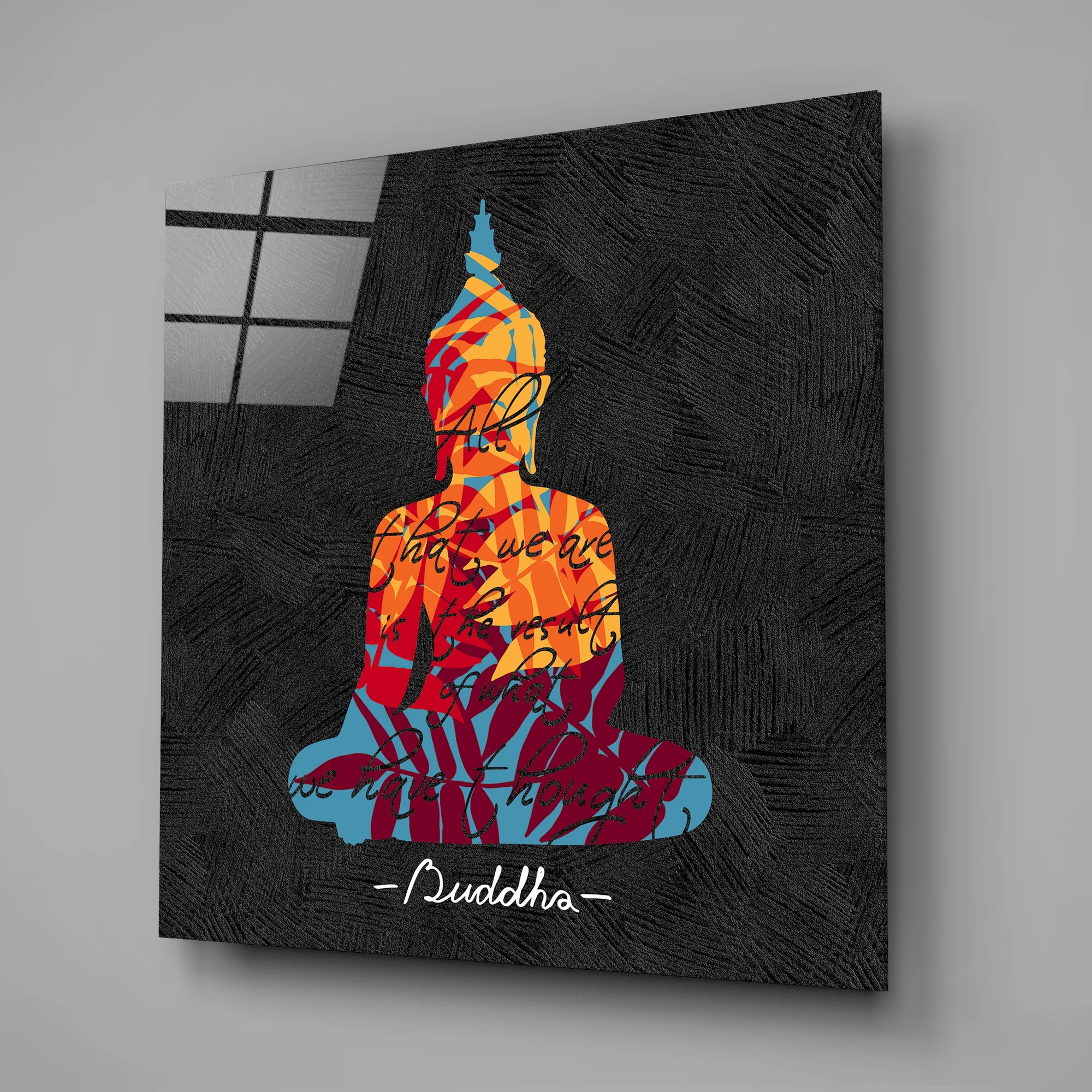 Colorful Silhouette Buddha Glass Wall Art - Image 2