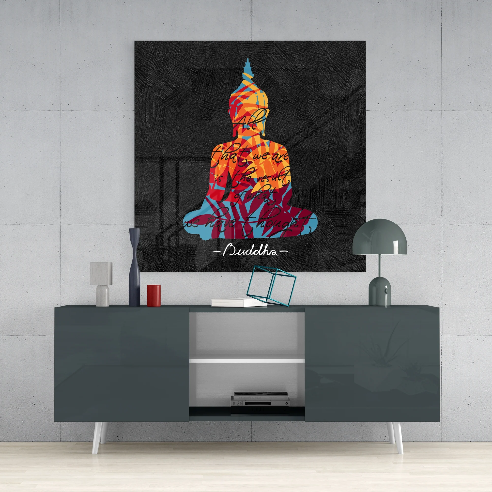Colorful Silhouette Buddha Glass Wall Art - Image 4