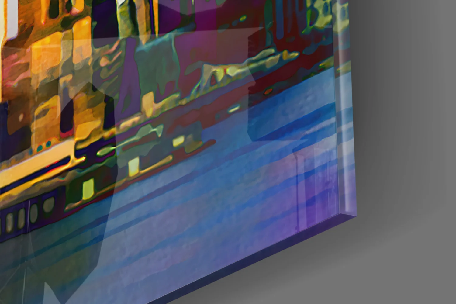 Colorful Silhouette of the City Glass Wall Art - Image 8
