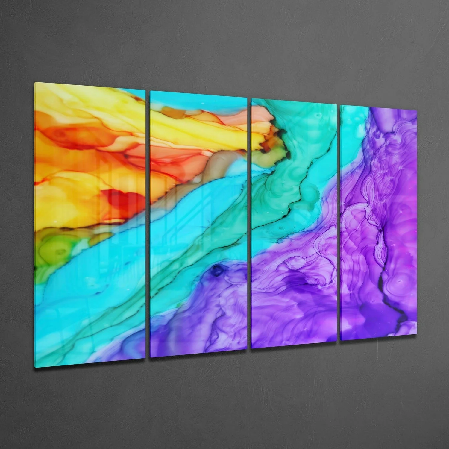 Colorful Steam 4 Pieces Mega Glass Wall Art (59"x36") - Image 2