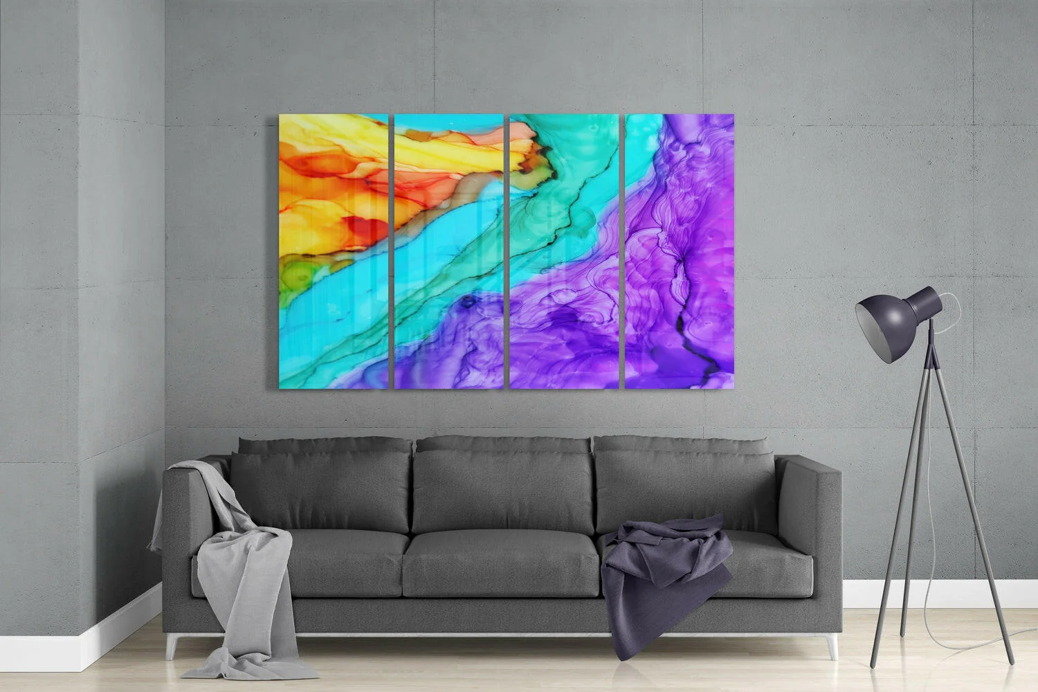 Colorful Steam 4 Pieces Mega Glass Wall Art (59"x36") - Image 3
