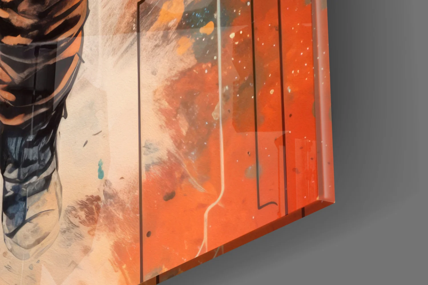 Comic Orange Astronaut Glass Wall Art - Image 7
