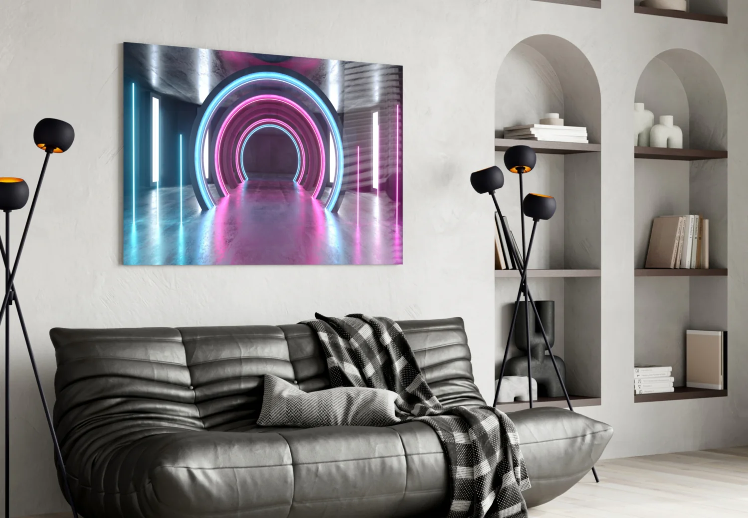 Concentric Neon Arch Tunnel Glass Wall Art - Image 4