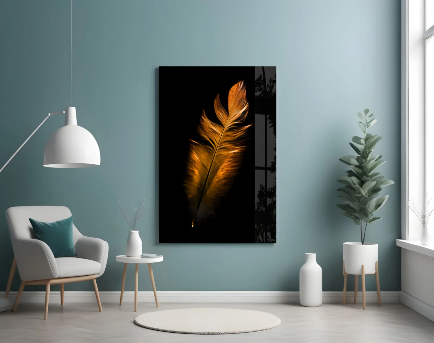 Copper Feather Glass Wall Art - Image 4