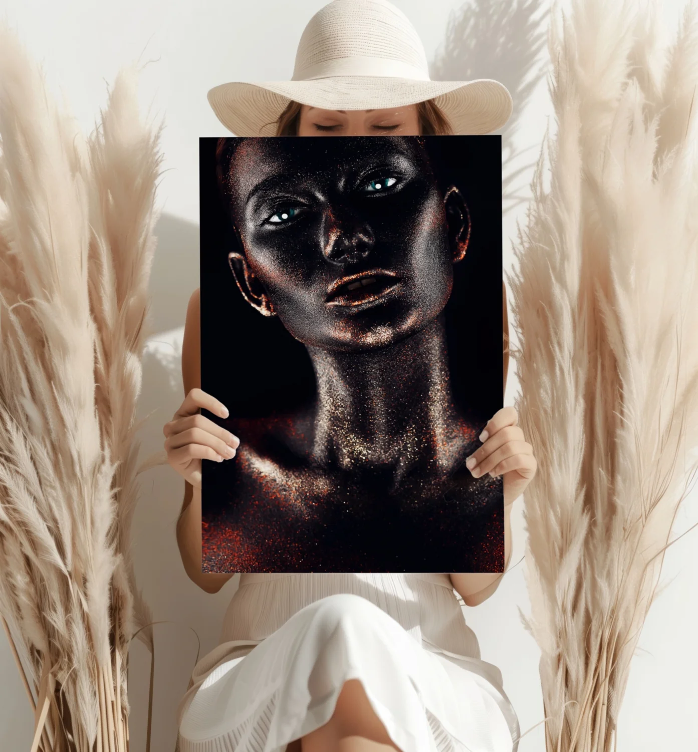 Copper Glitter Woman Aluminum Print - Image 4
