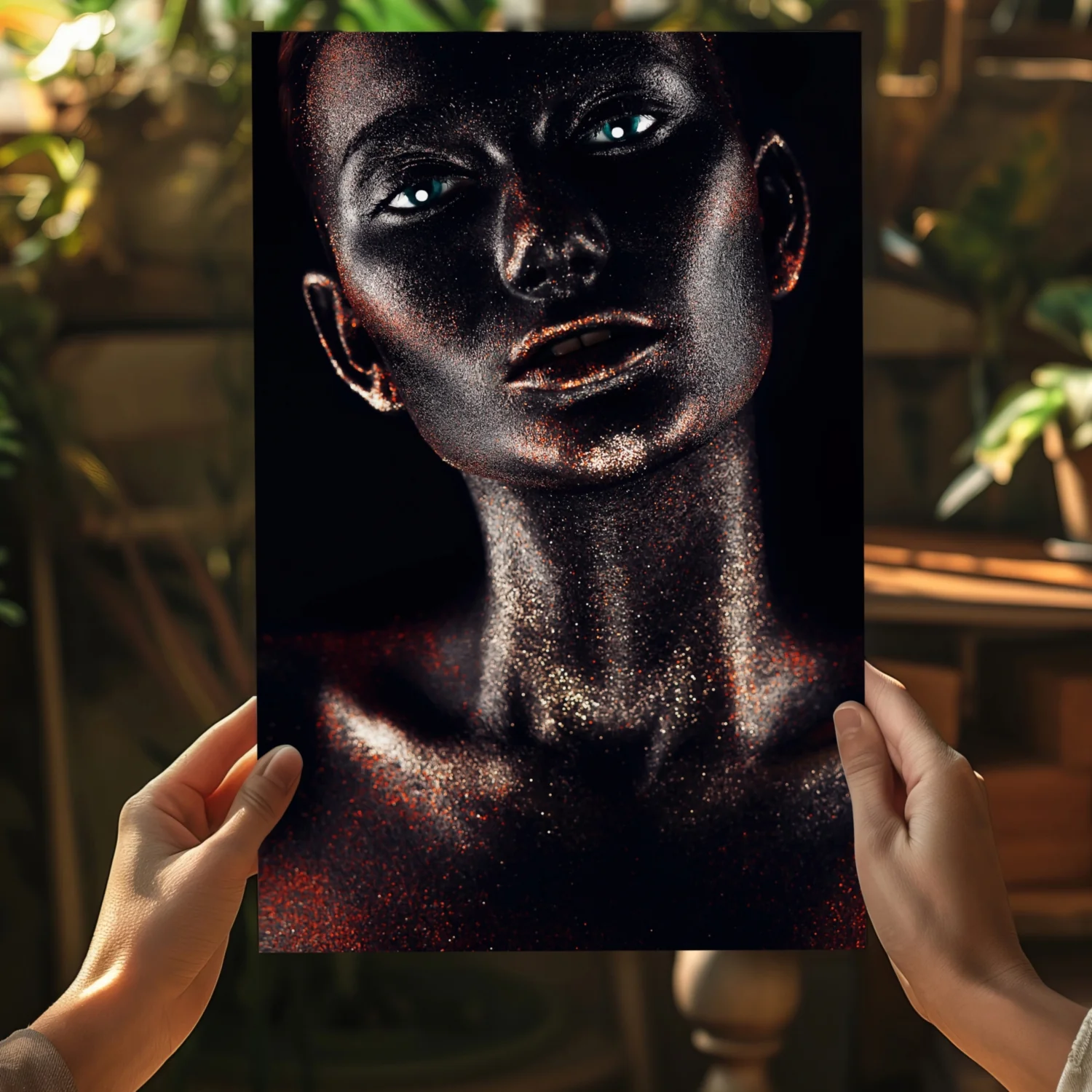 Copper Glitter Woman Aluminum Print - Image 5