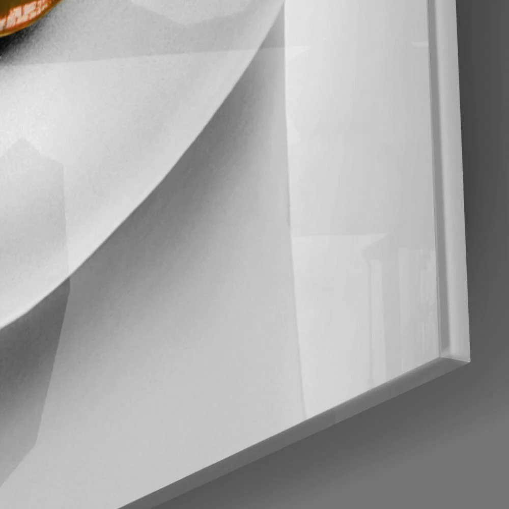 Copper Orange Glossy Lips Glass Wall Art - Image 3
