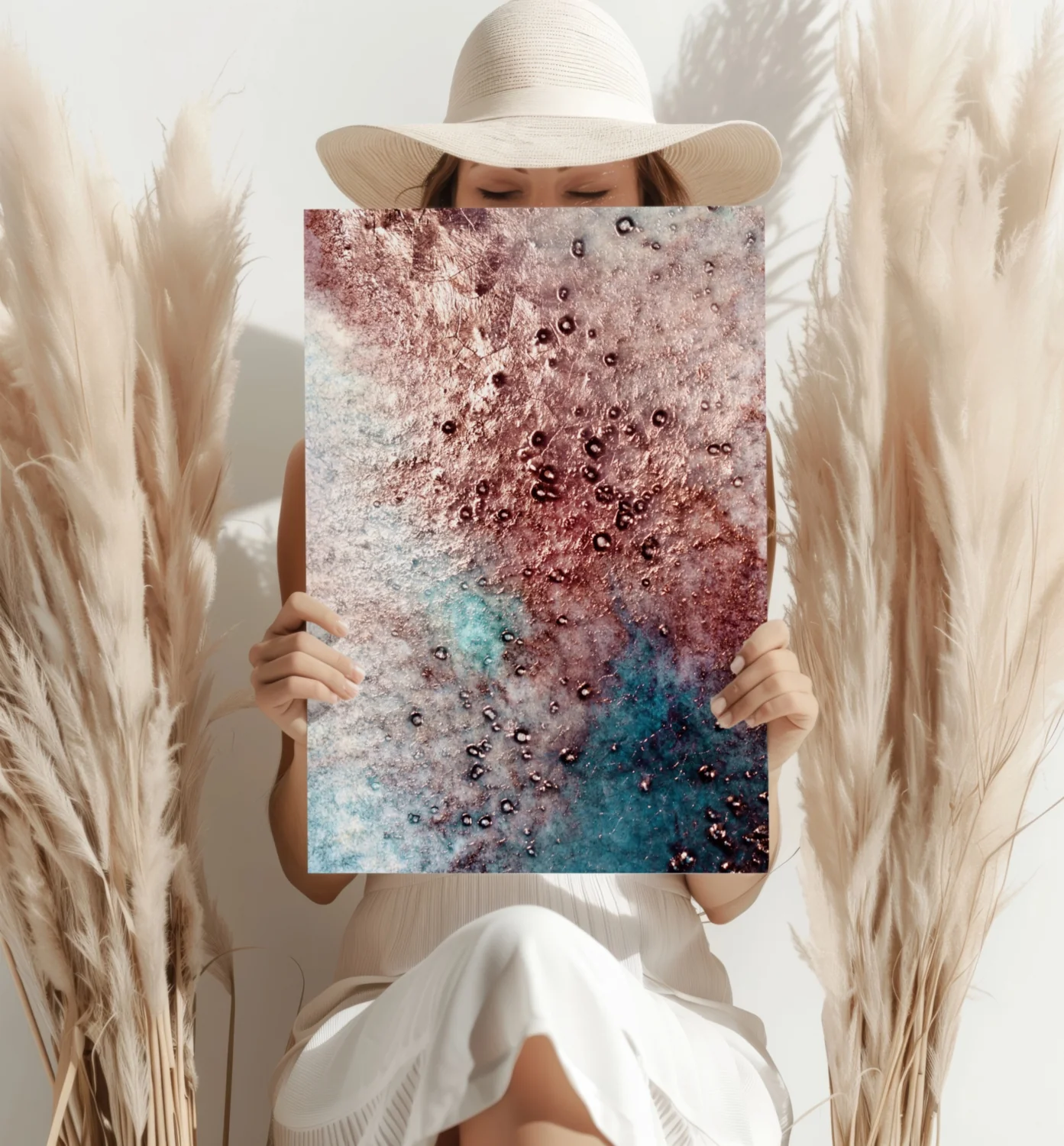 Copper Teal Droplets Aluminum Print - Image 4