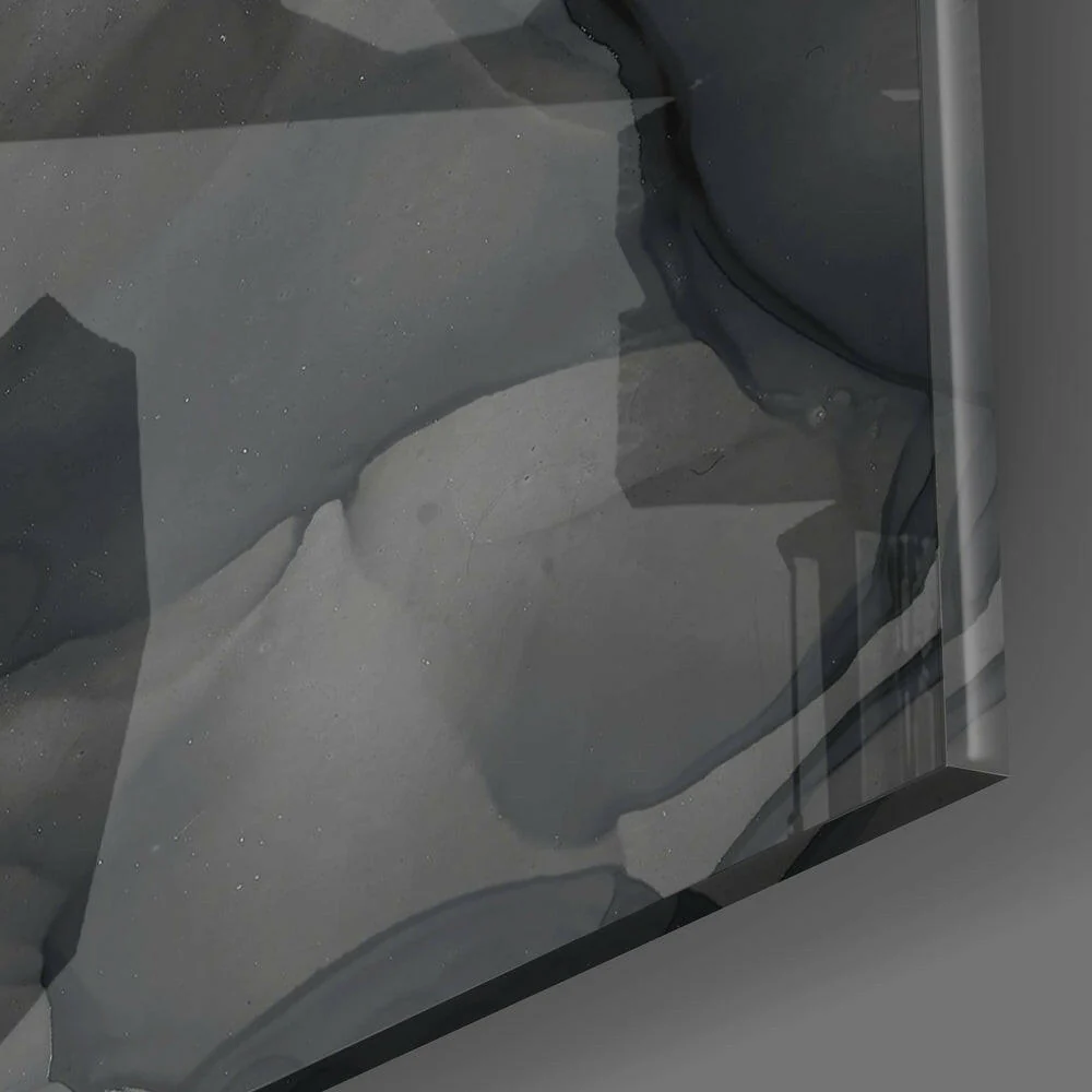 Coral Bloom Charcoal Ink Glass Wall Art - Image 3
