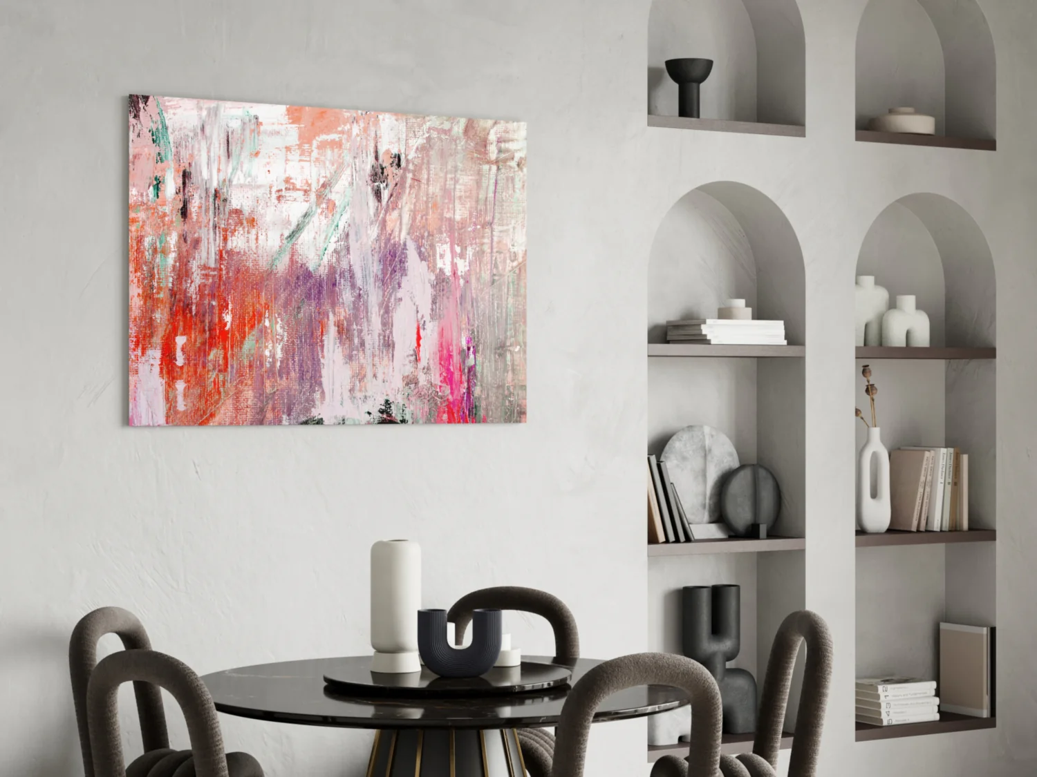 Coral Pink Textured Palette Glass Wall Art - Image 5
