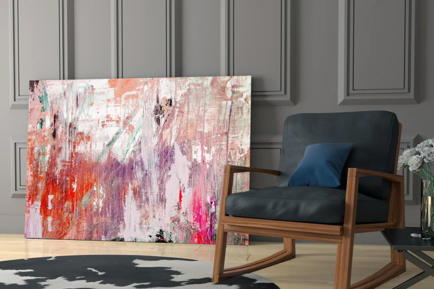 Coral Pink Textured Palette Glass Wall Art - Image 6