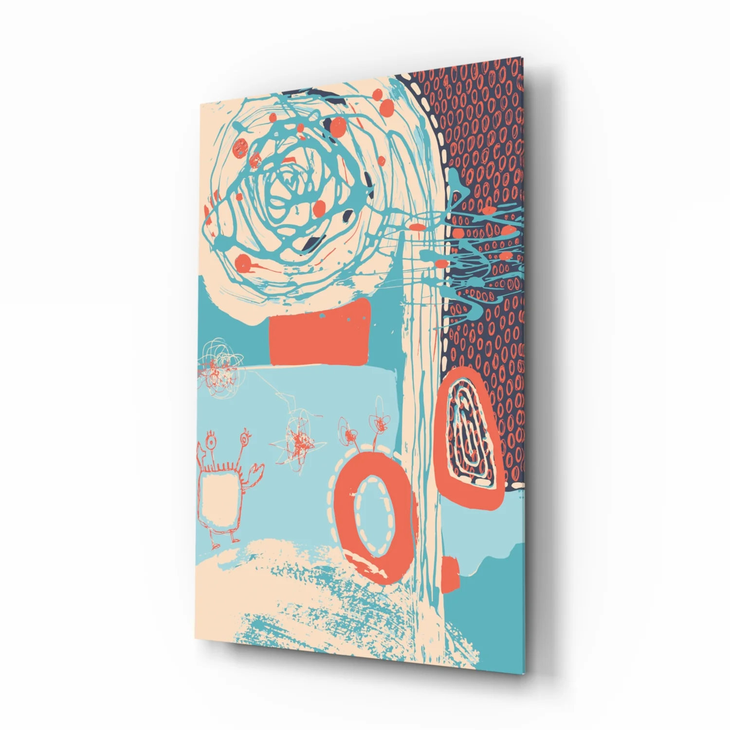 Coral Scribble Spiral Glass Wall Art - Image 2