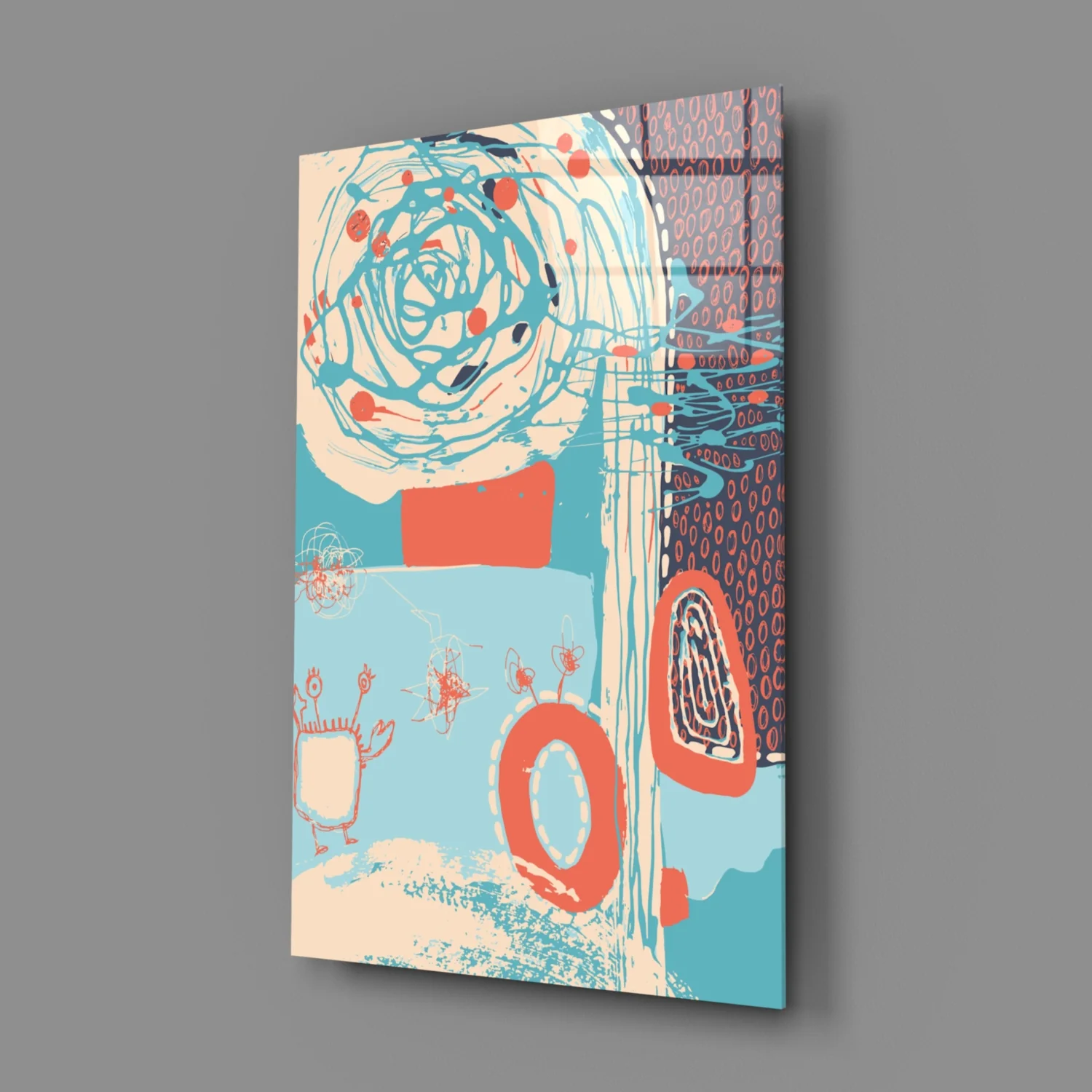 Coral Scribble Spiral Glass Wall Art - Image 3