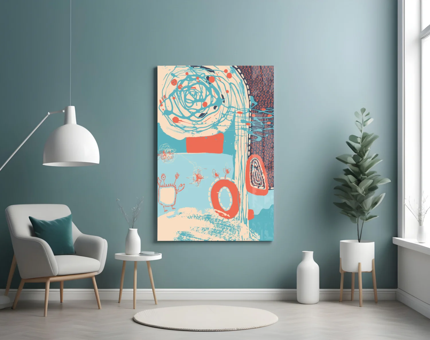 Coral Scribble Spiral Glass Wall Art - Image 5