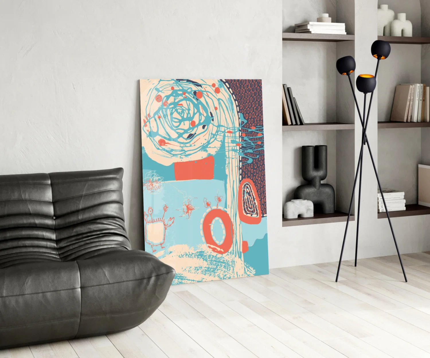 Coral Scribble Spiral Glass Wall Art - Image 6