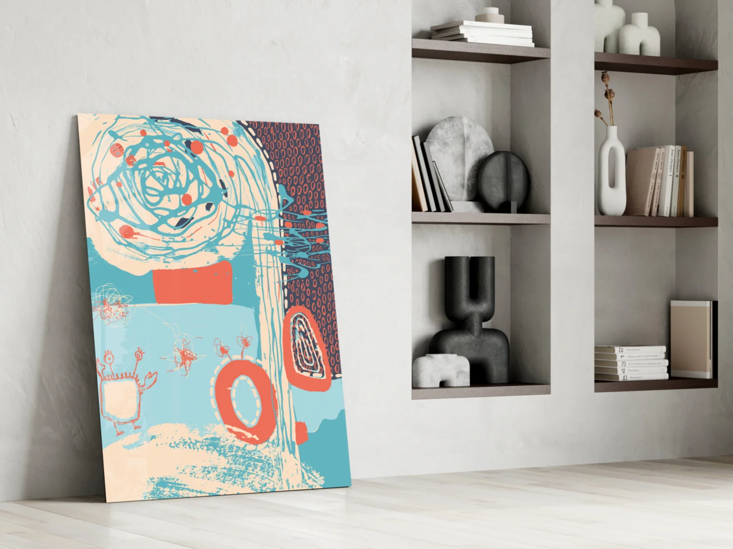 Coral Scribble Spiral Glass Wall Art - Image 7