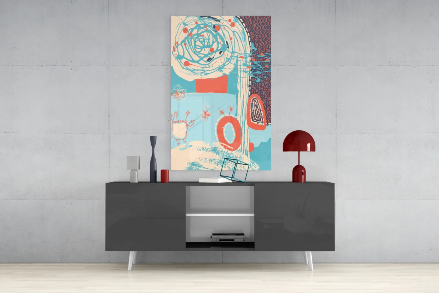 Coral Scribble Spiral Glass Wall Art - Image 9