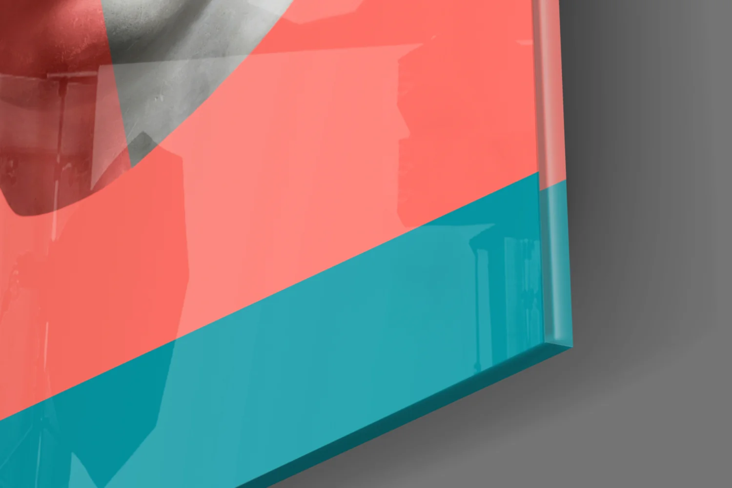 Coral Teal Split Apollo Glass Wall Art - Image 7