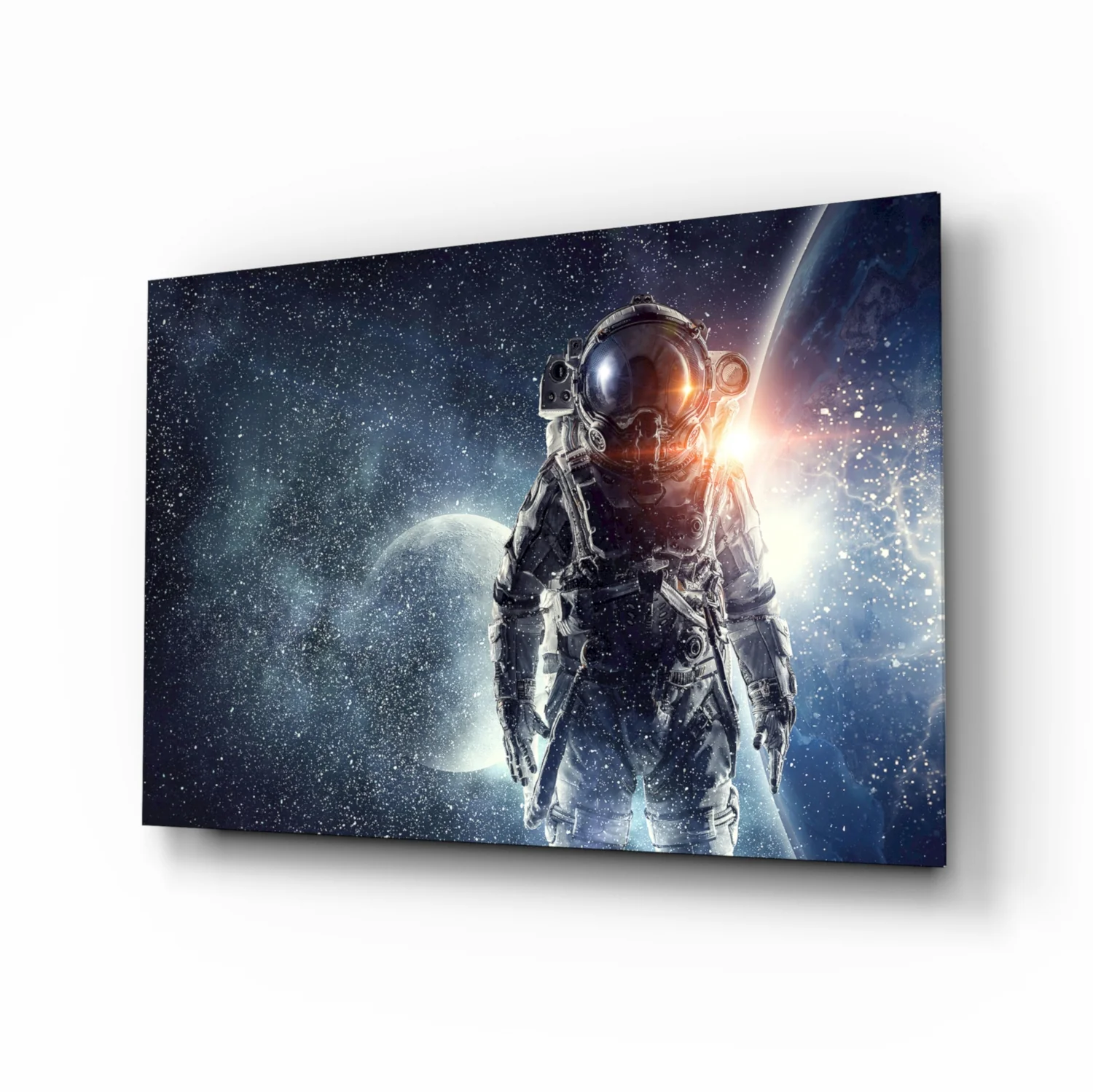 Cosmic Sun Flare Astronaut Glass Wall Art - Image 2
