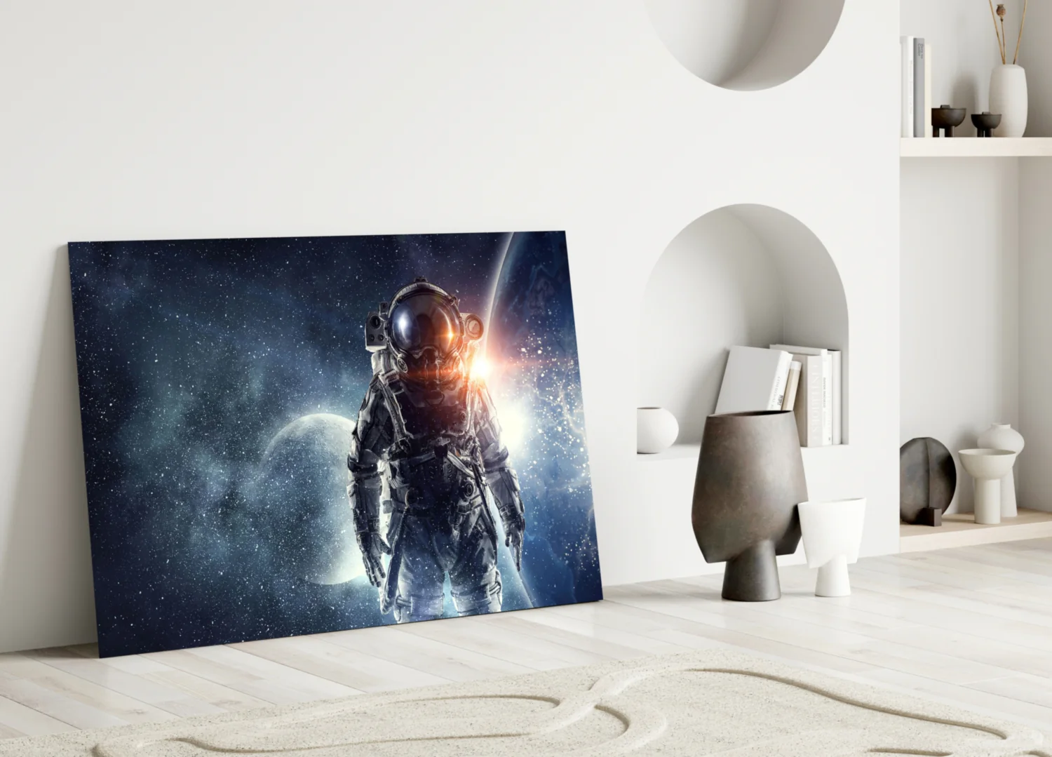 Cosmic Sun Flare Astronaut Glass Wall Art - Image 4