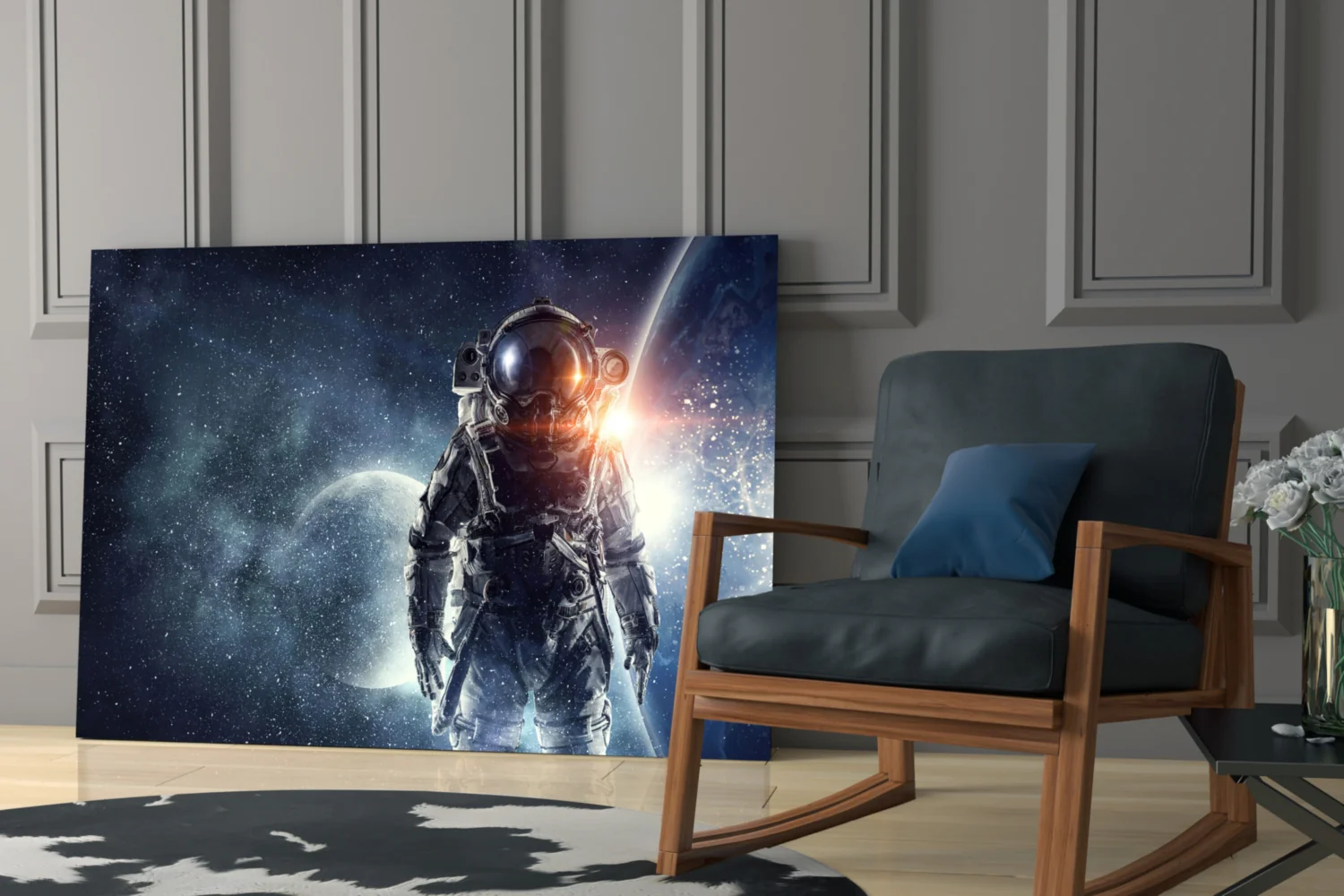 Cosmic Sun Flare Astronaut Glass Wall Art - Image 7