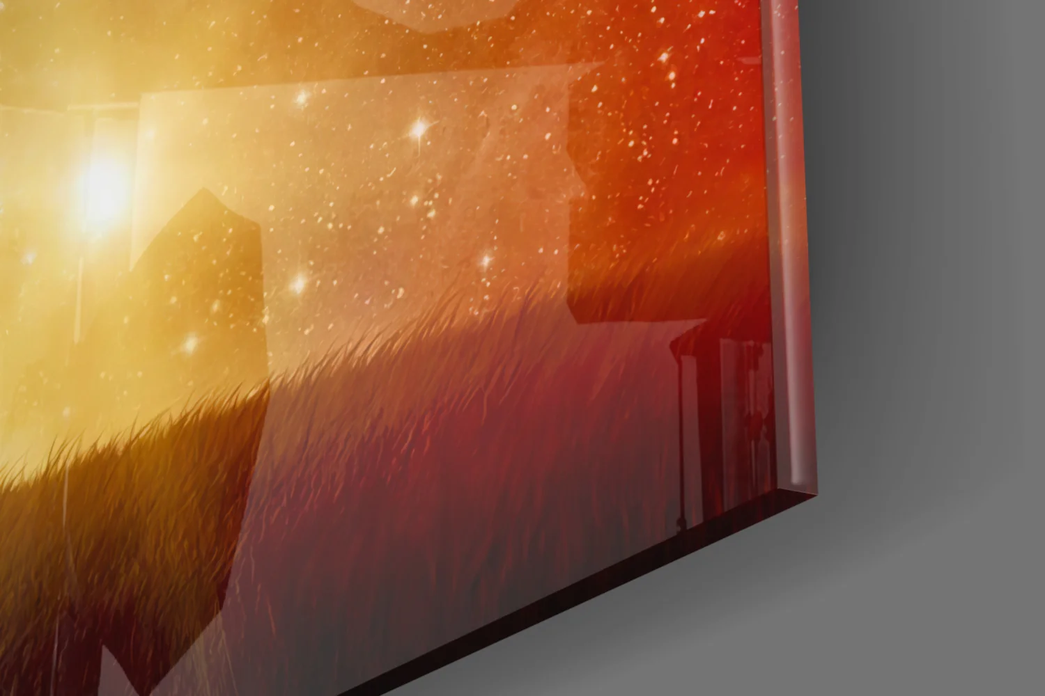 Cosmic Sunset Golden Lion Glass Wall Art - Image 8