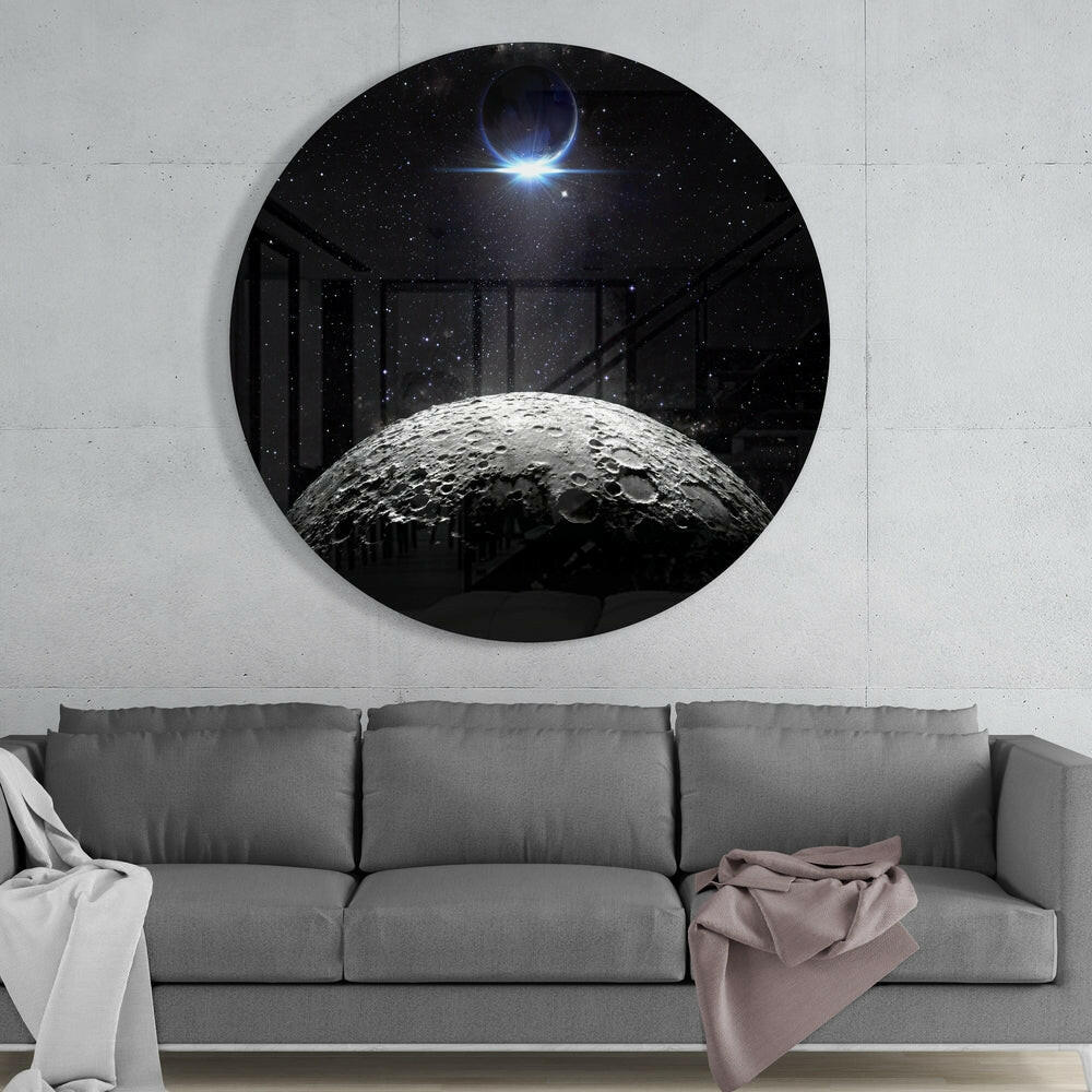 Cratered Moon Eclipse Glass Wall Art - Image 2