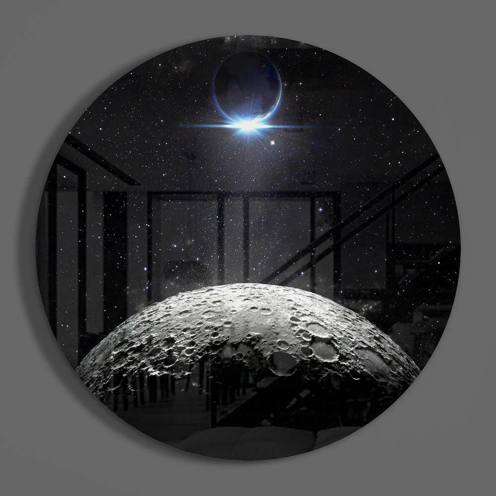 Cratered Moon Eclipse Glass Wall Art - Image 3