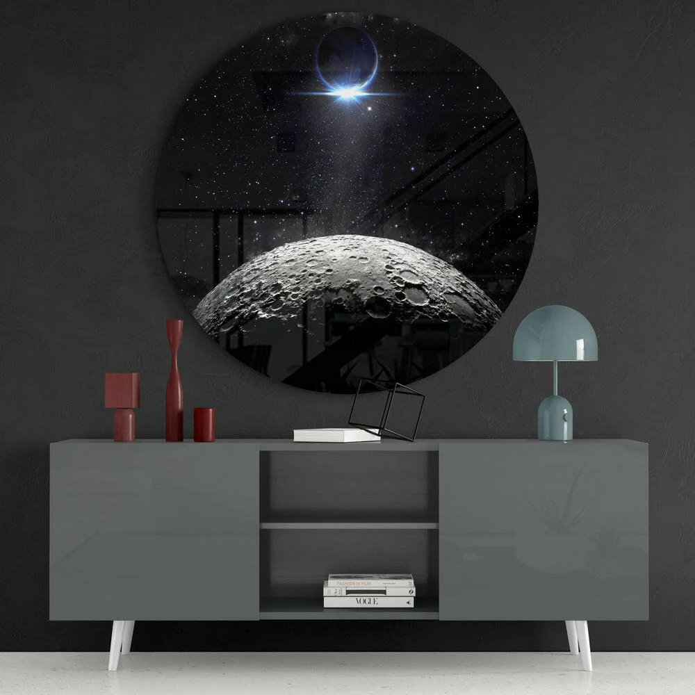 Cratered Moon Eclipse Glass Wall Art - Image 4