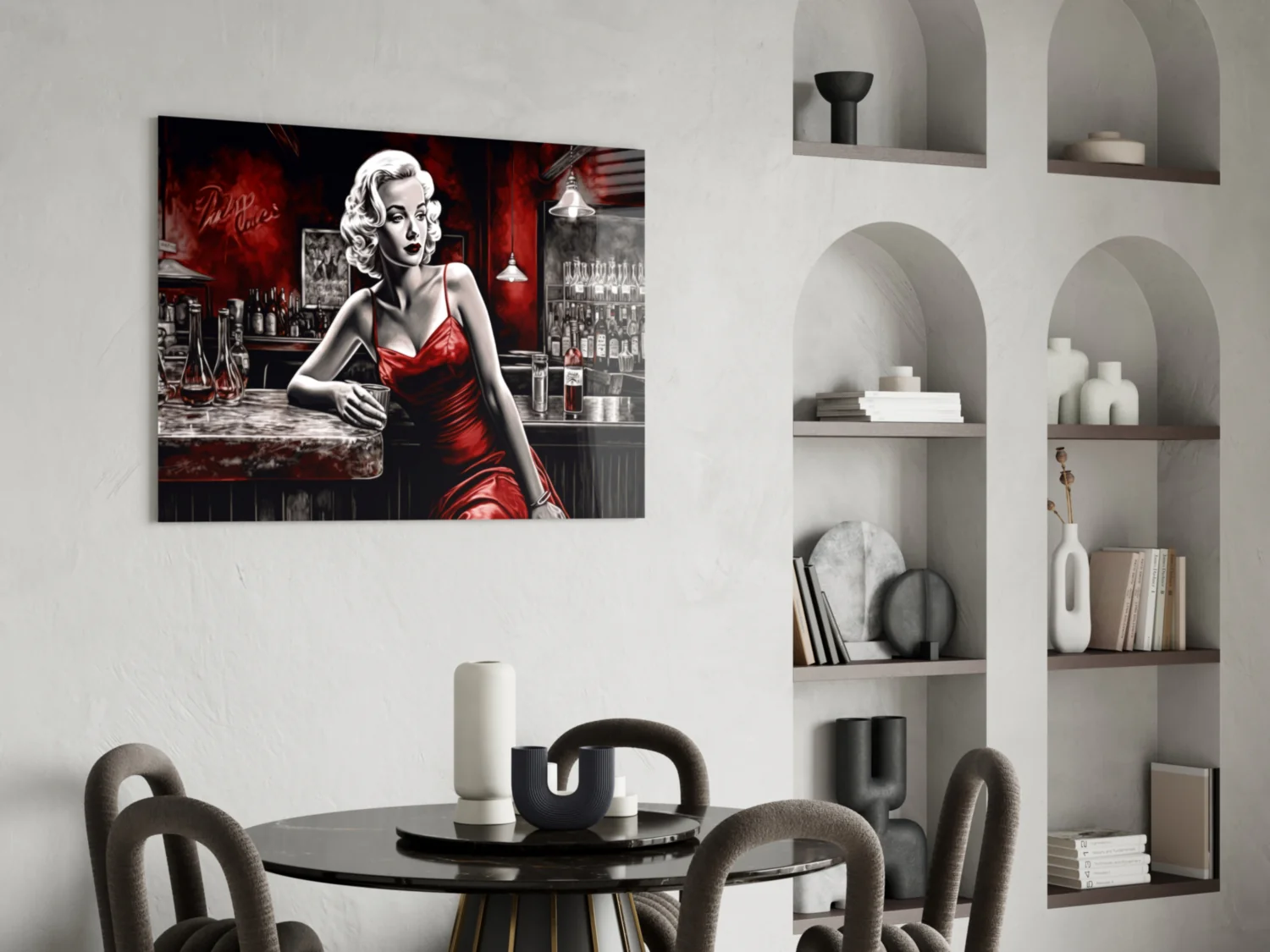 Crimson Bar Blonde with Cocktail Glass Wall Art - Image 5