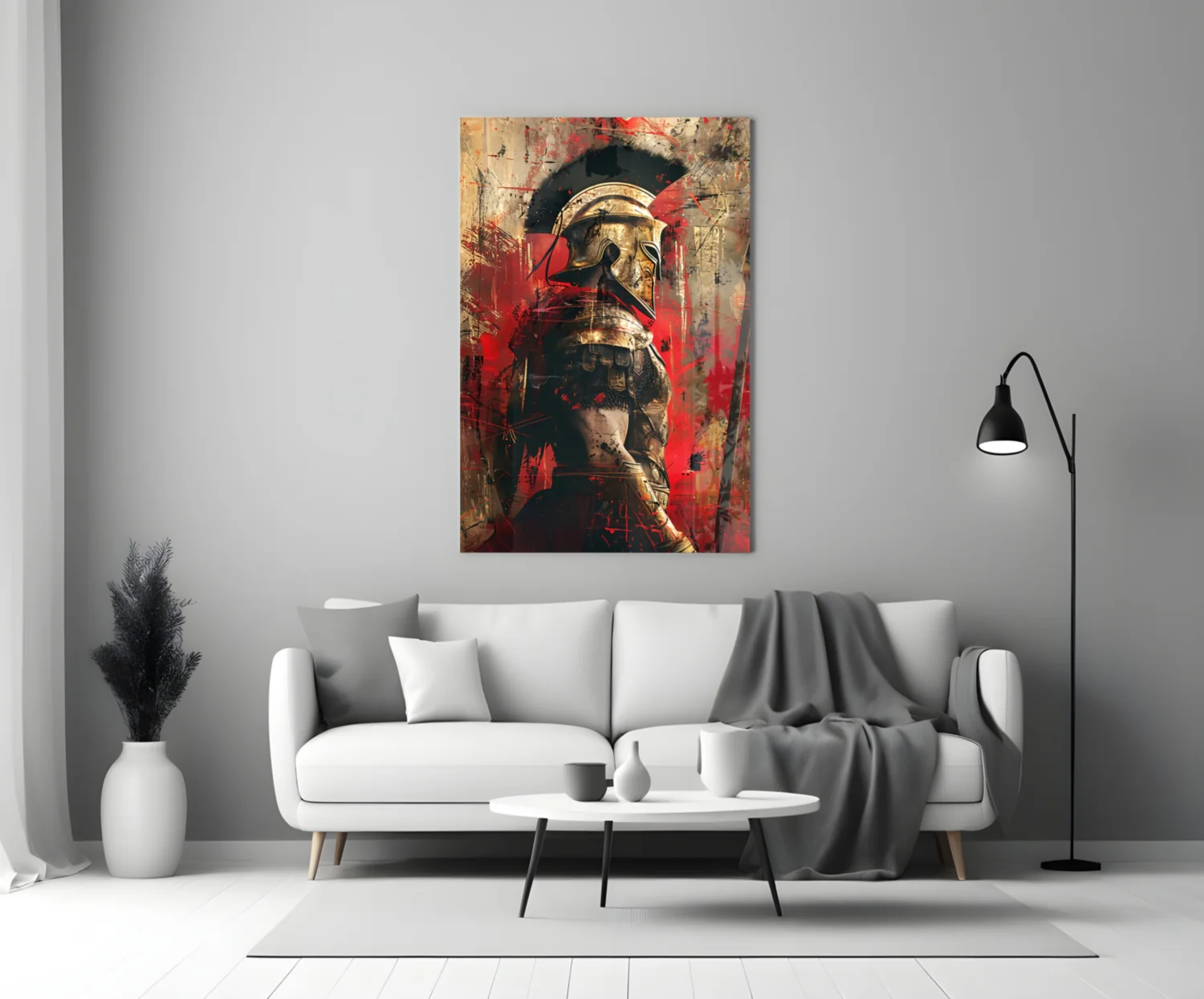 Crimson Splatter Gladiator Glass Wall Art - Image 4