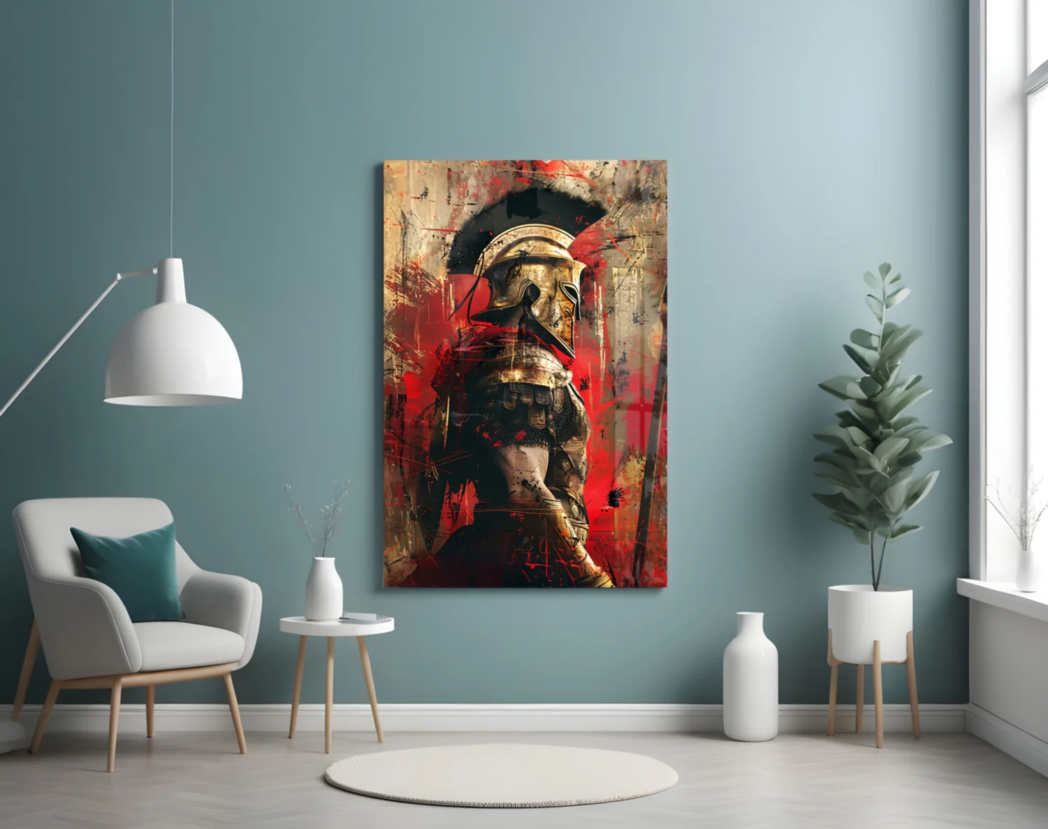 Crimson Splatter Gladiator Glass Wall Art - Image 5