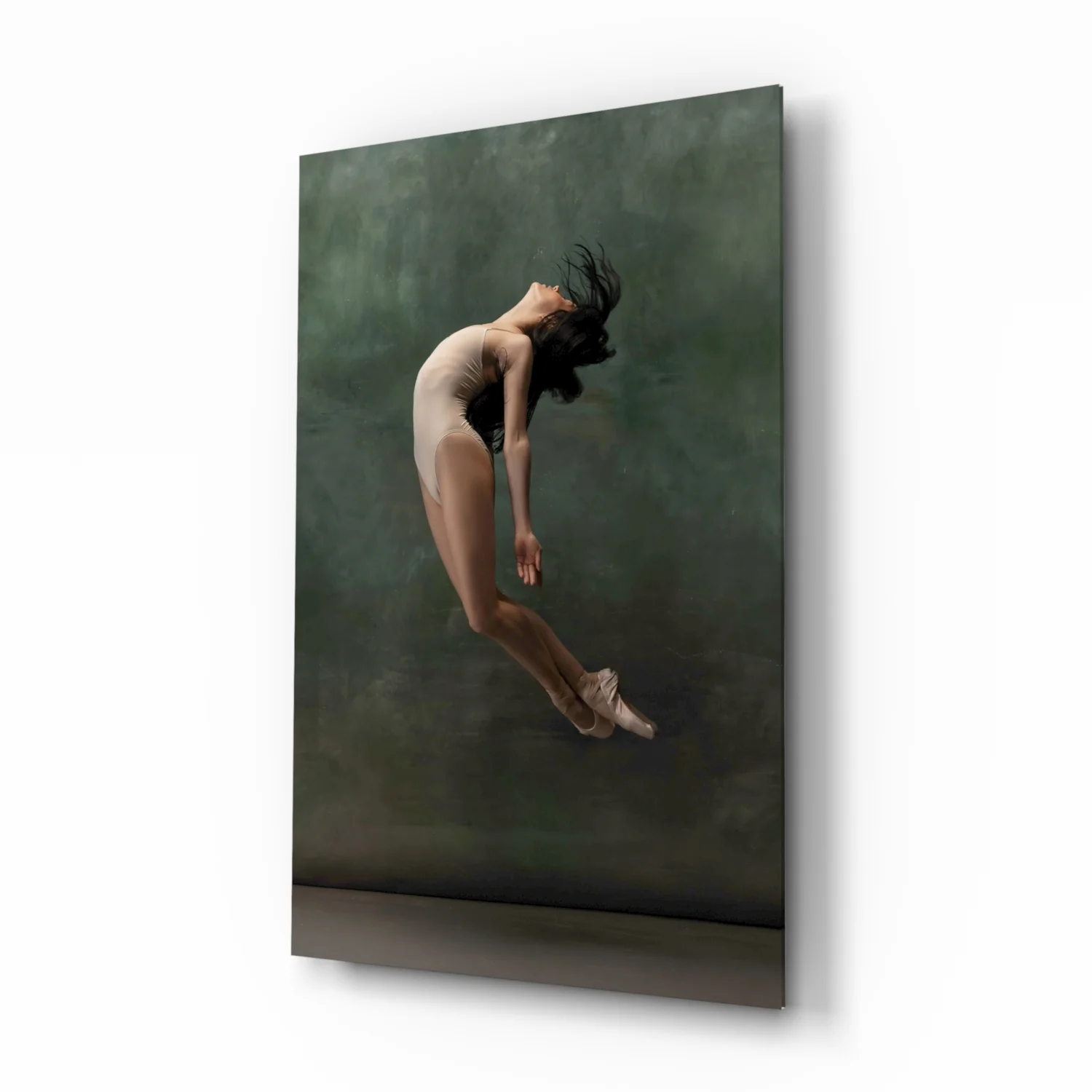 Curled Midair Leap Ballerina Glass Wall Art - Image 2