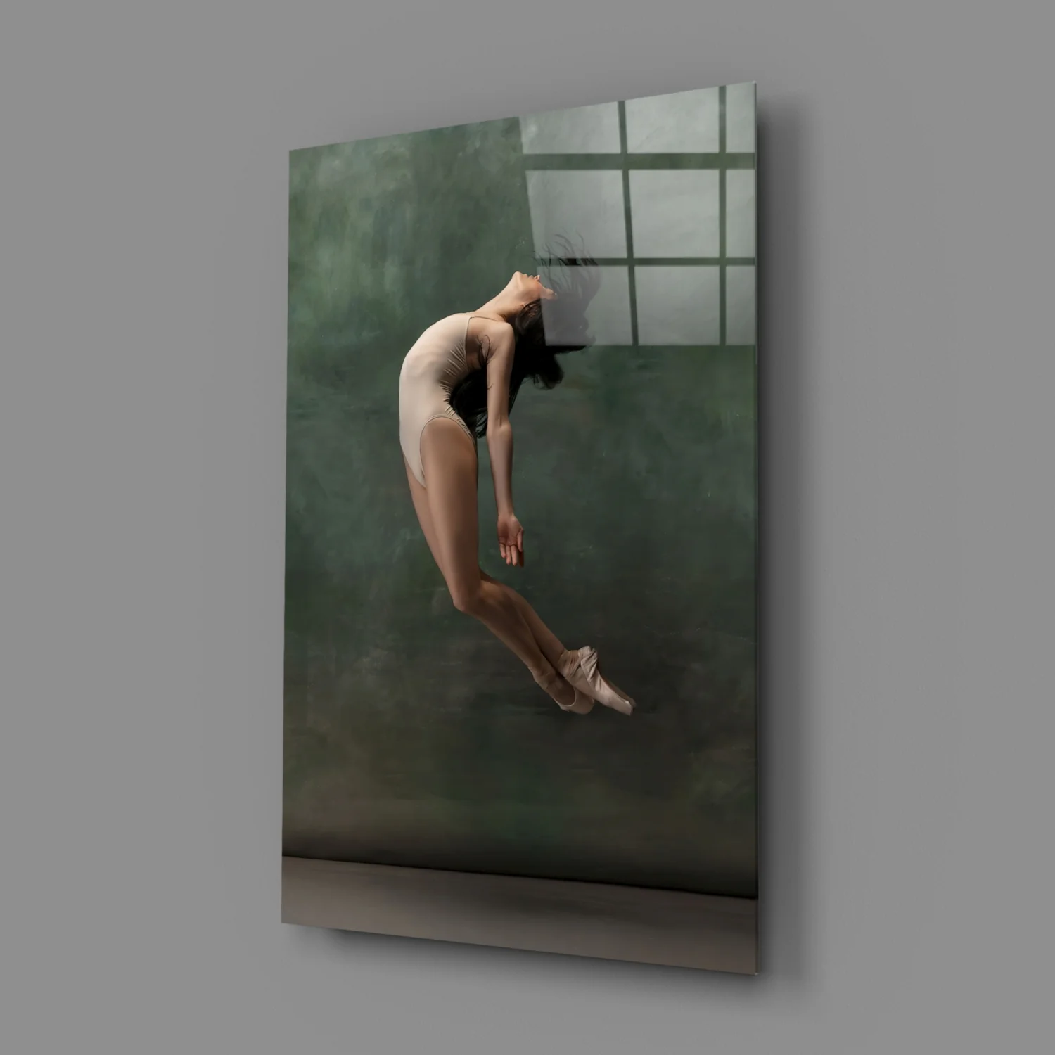 Curled Midair Leap Ballerina Glass Wall Art - Image 3