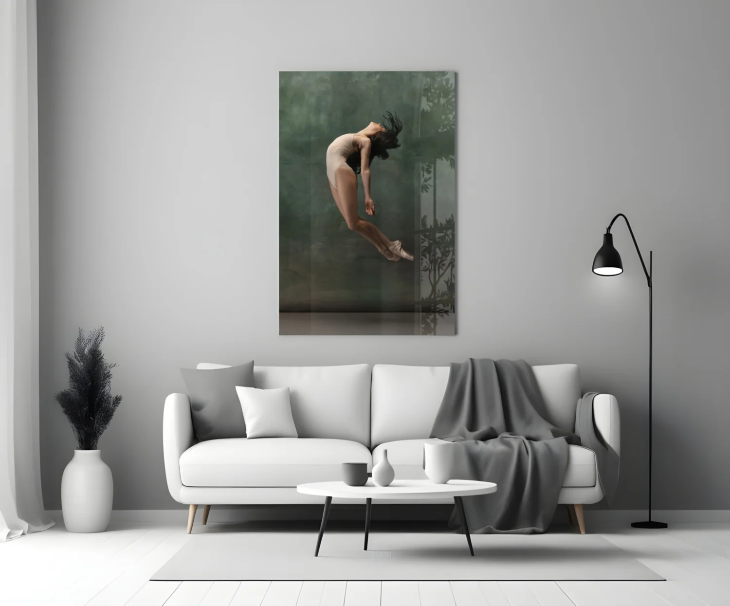 Curled Midair Leap Ballerina Glass Wall Art - Image 4
