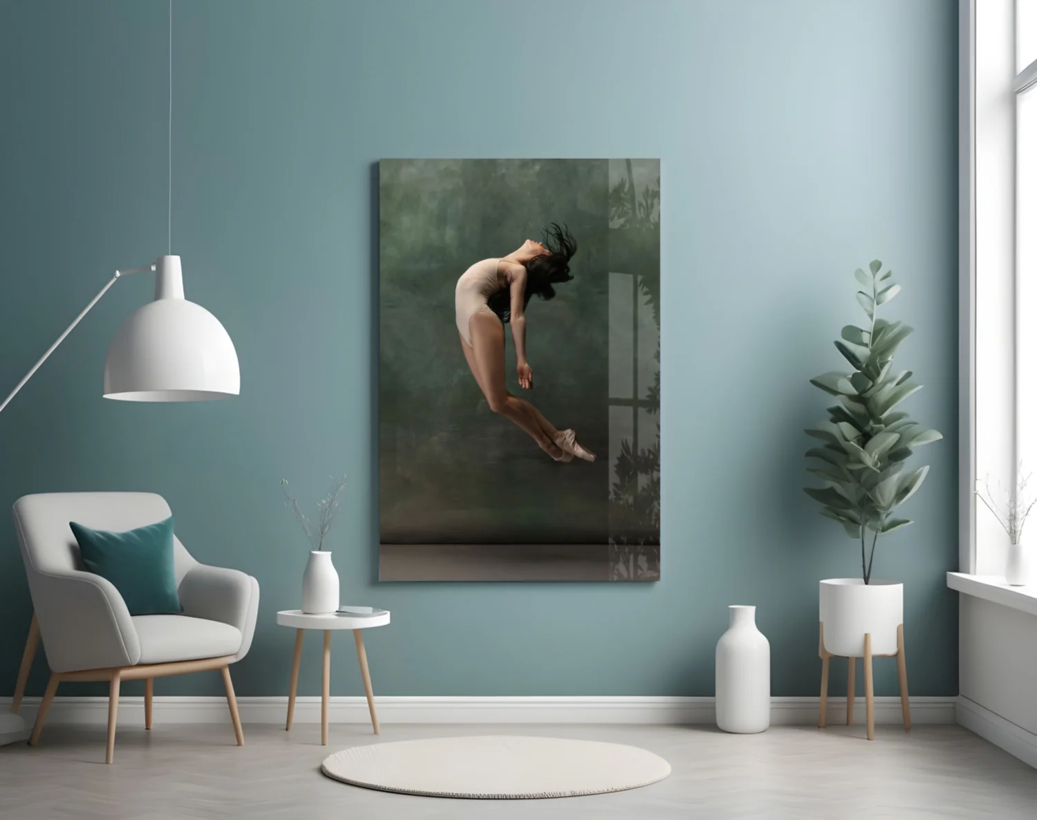 Curled Midair Leap Ballerina Glass Wall Art - Image 5