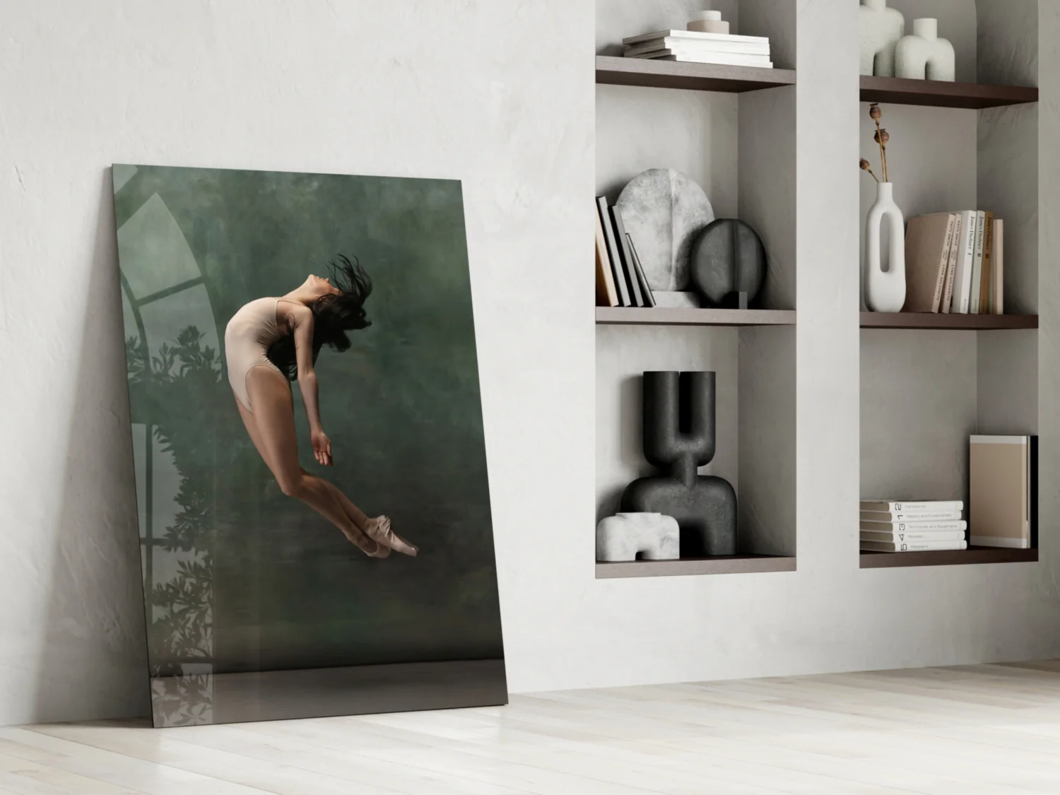 Curled Midair Leap Ballerina Glass Wall Art - Image 7