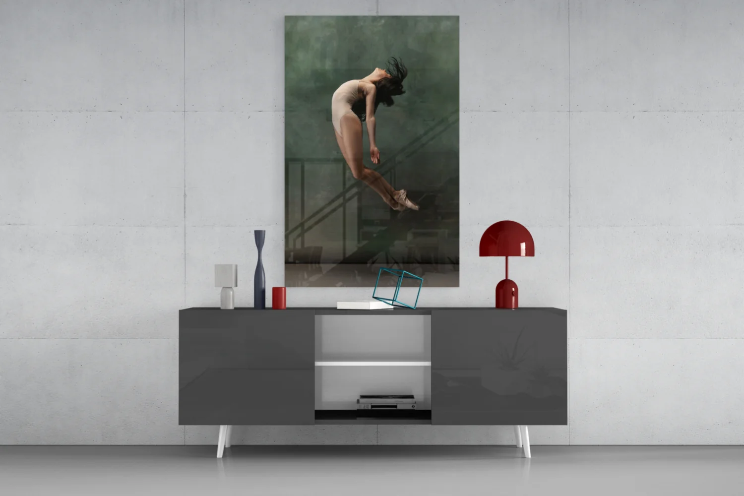 Curled Midair Leap Ballerina Glass Wall Art - Image 9